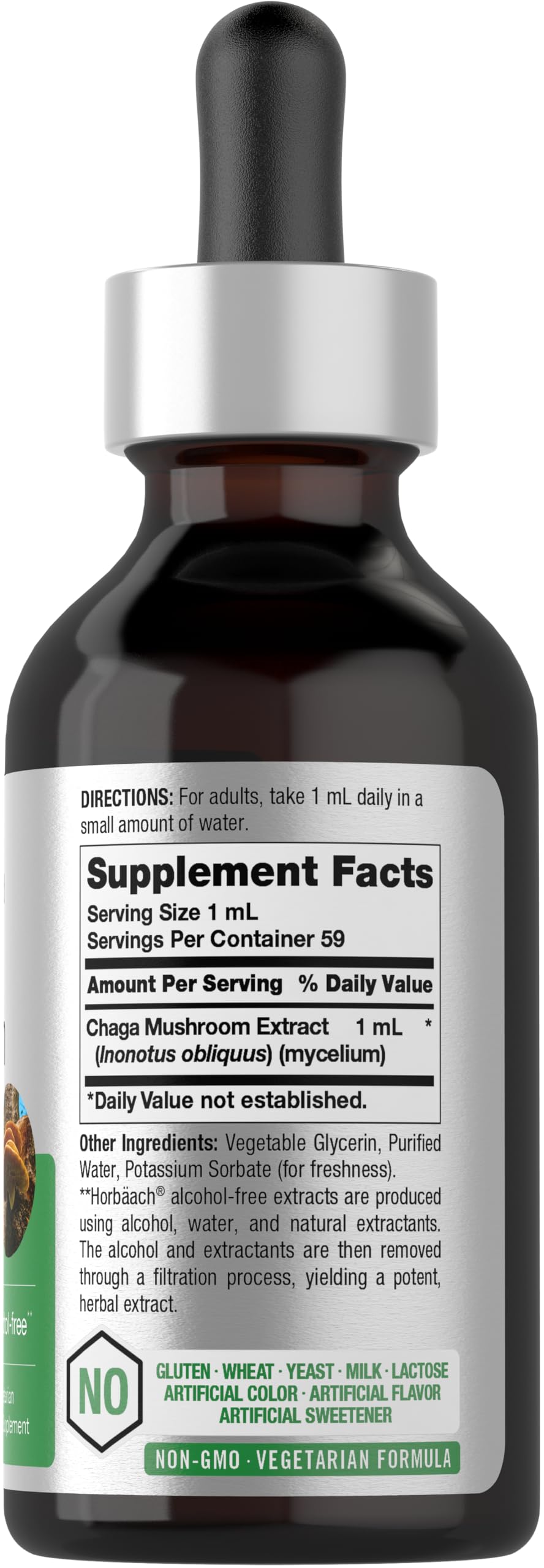 Horbaach Chaga Mushroom Extract | 2 Fl Oz | Vegetarian Liquid Drops | Alcohol Free Tincture | Non-GMO & Gluten Free - Image 2