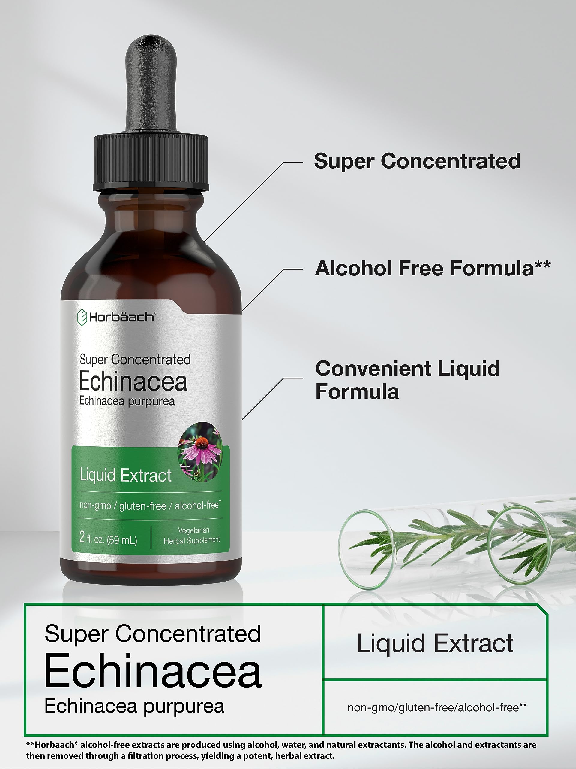 Horbaach Echinacea Drops Herb Tincture | 2 fl oz | Super Concentrated Root Extract | Alcohol Free Liquid | Vegetarian, Non-GMO & Gluten Free Supplement - Image 4