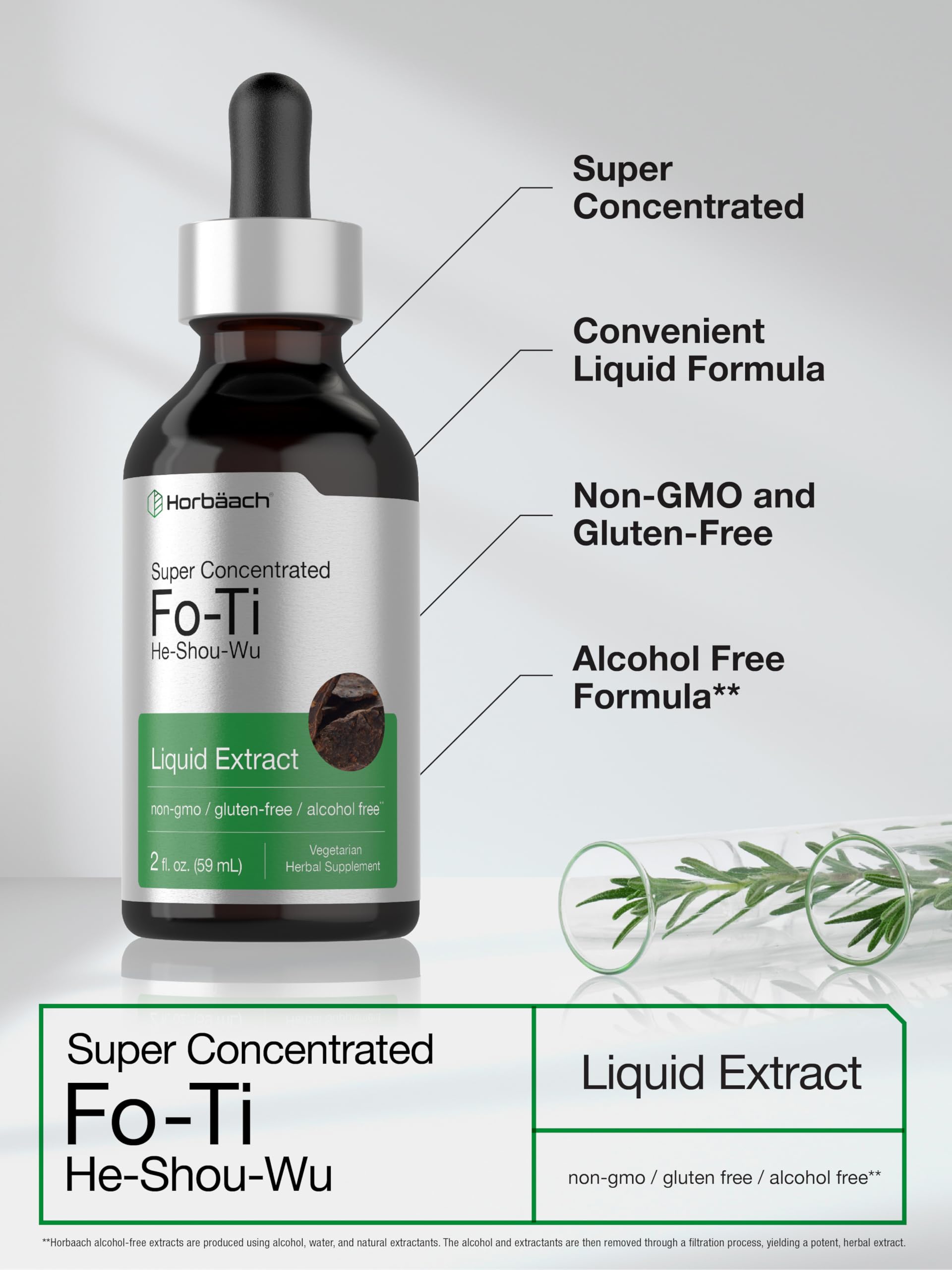 Horbaach Fo-Ti Root Alcohol Free Extract | 2 fl oz | He Shou Wu Tincture | Vegetarian, Non-GMO, Gluten Free Herbal Supplement - Image 4