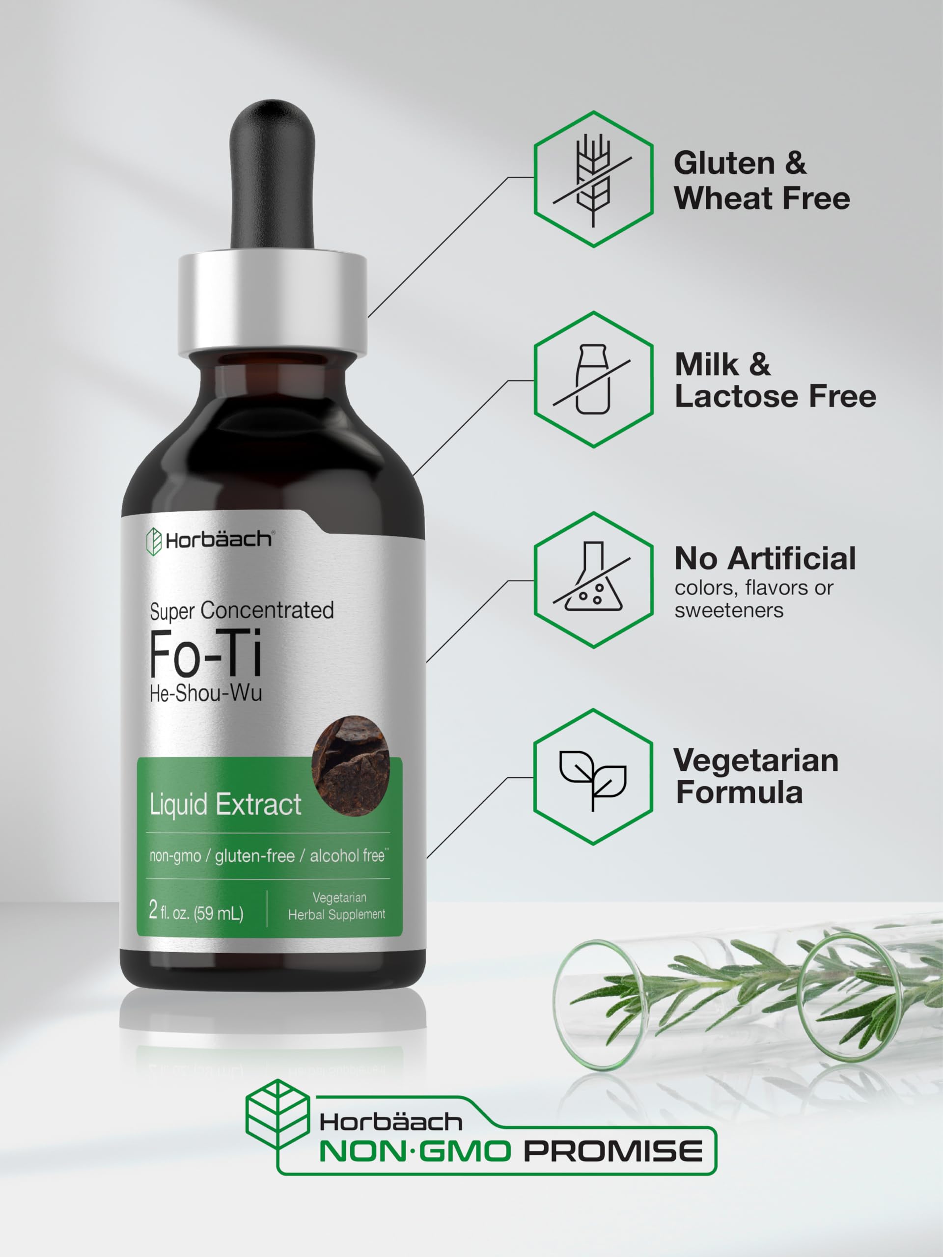 Horbaach Fo-Ti Root Alcohol Free Extract | 2 fl oz | He Shou Wu Tincture | Vegetarian, Non-GMO, Gluten Free Herbal Supplement - Image 5