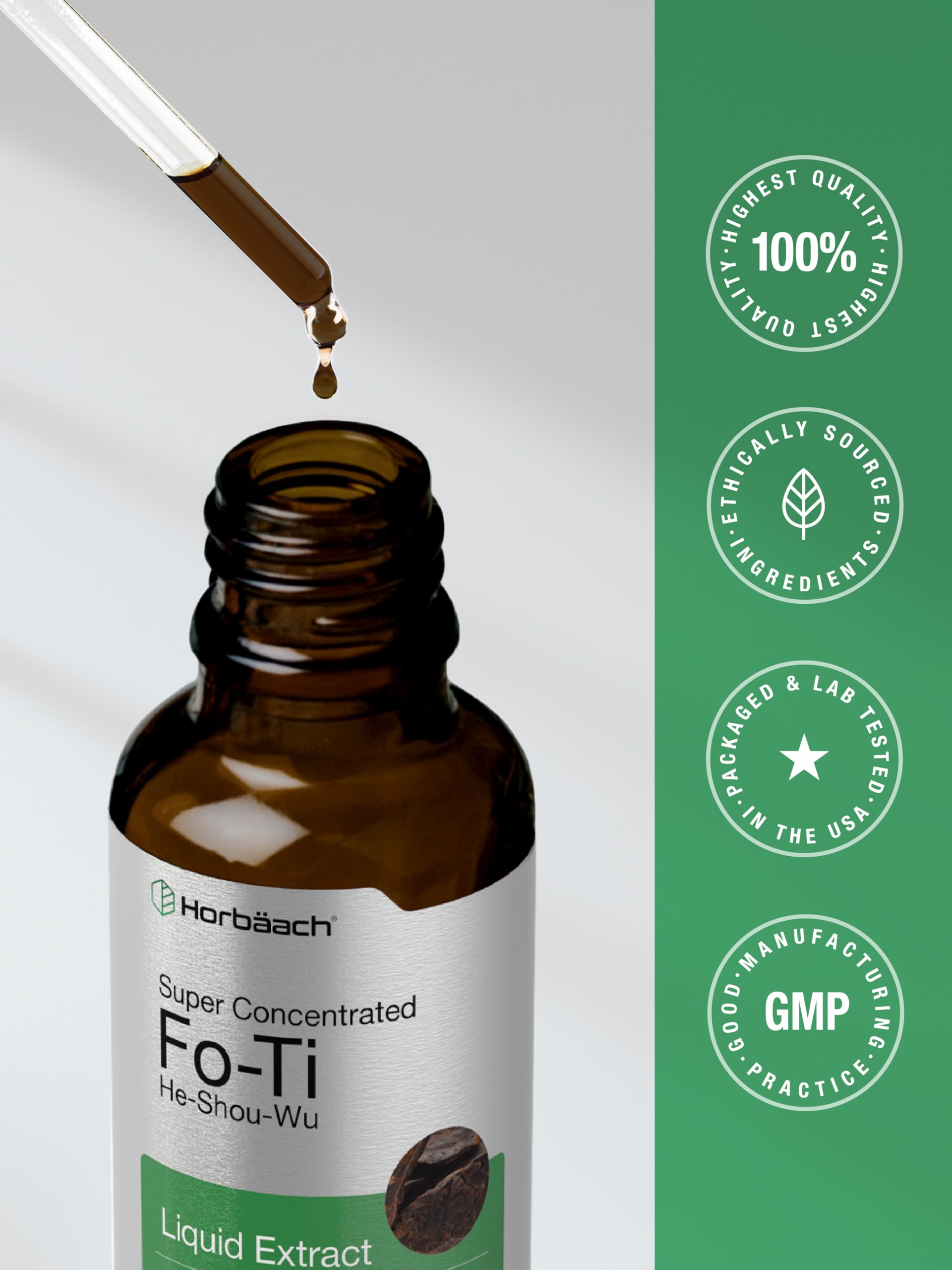 Horbaach Fo-Ti Root Alcohol Free Extract | 2 fl oz | He Shou Wu Tincture | Vegetarian, Non-GMO, Gluten Free Herbal Supplement - Image 7