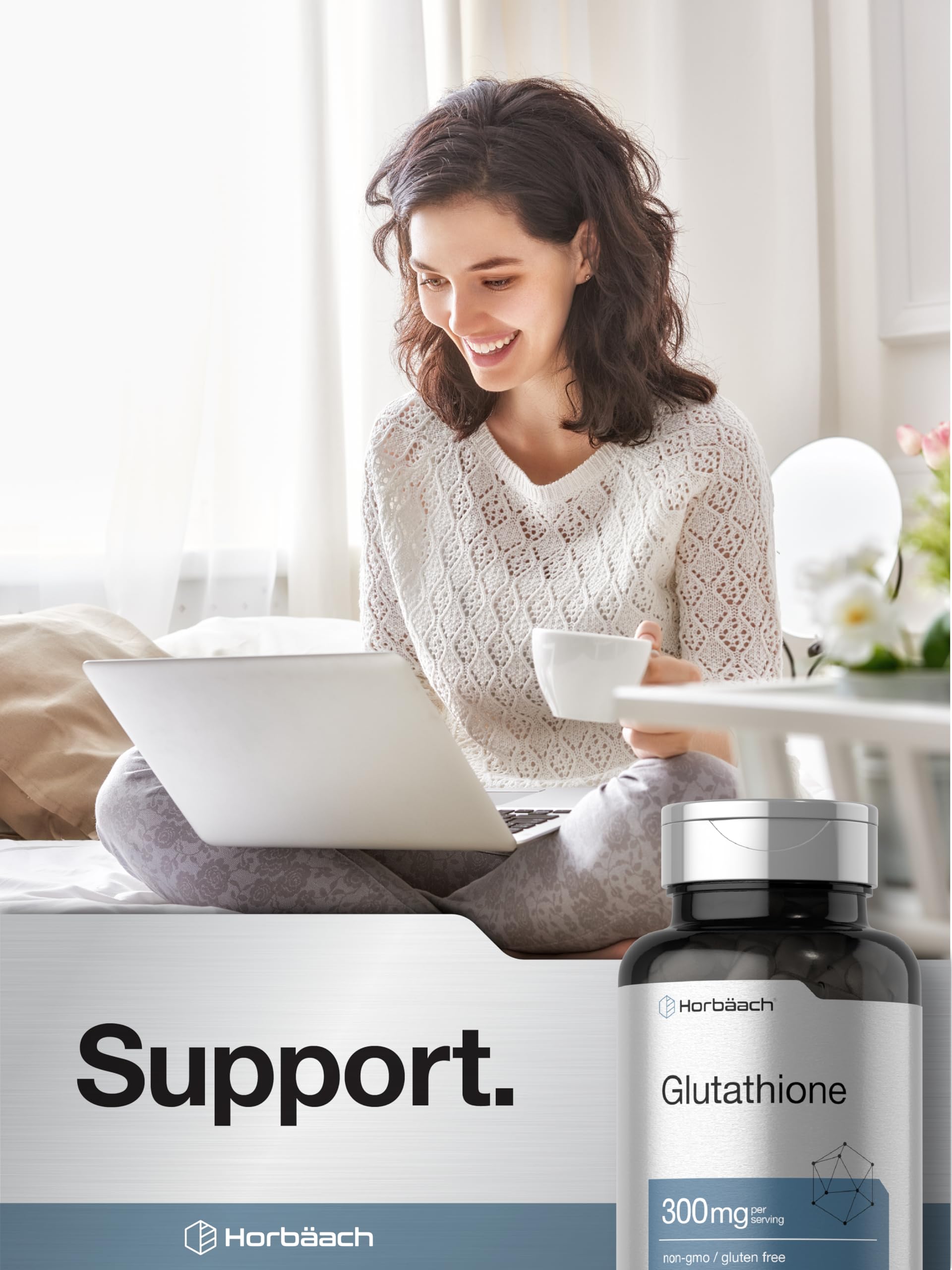 Horbaach Glutathione Supplement | 300mg | 60 Capsules | Non-GMO & Gluten Free | Reduced Form - Image 7