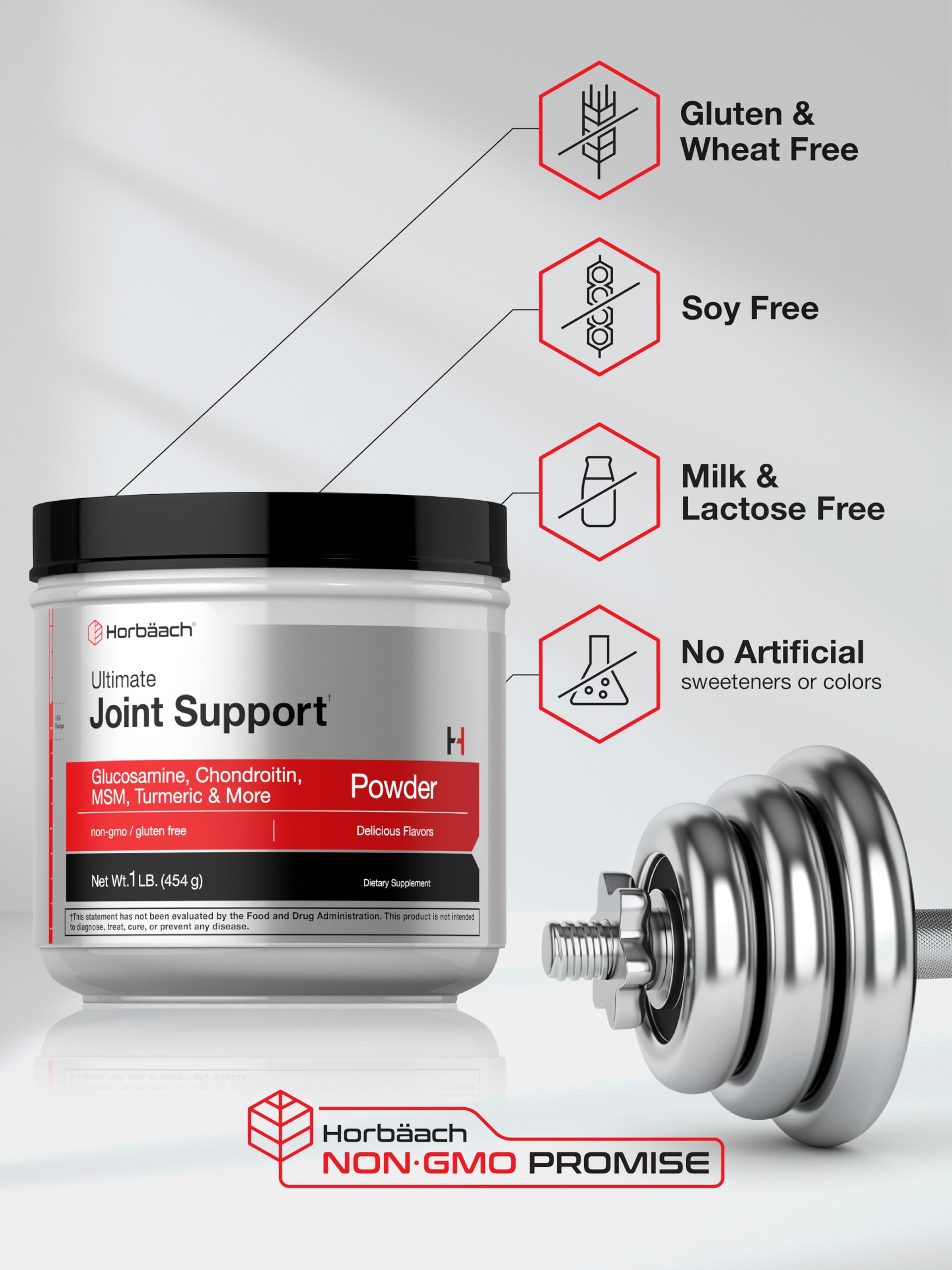 Horbaach Joint Support Supplement Powder | 1 lb | Glucosamine, Chondroitin, MSM & Turmeric | for Men and Women | Non-GMO & Gluten Free - Image 5