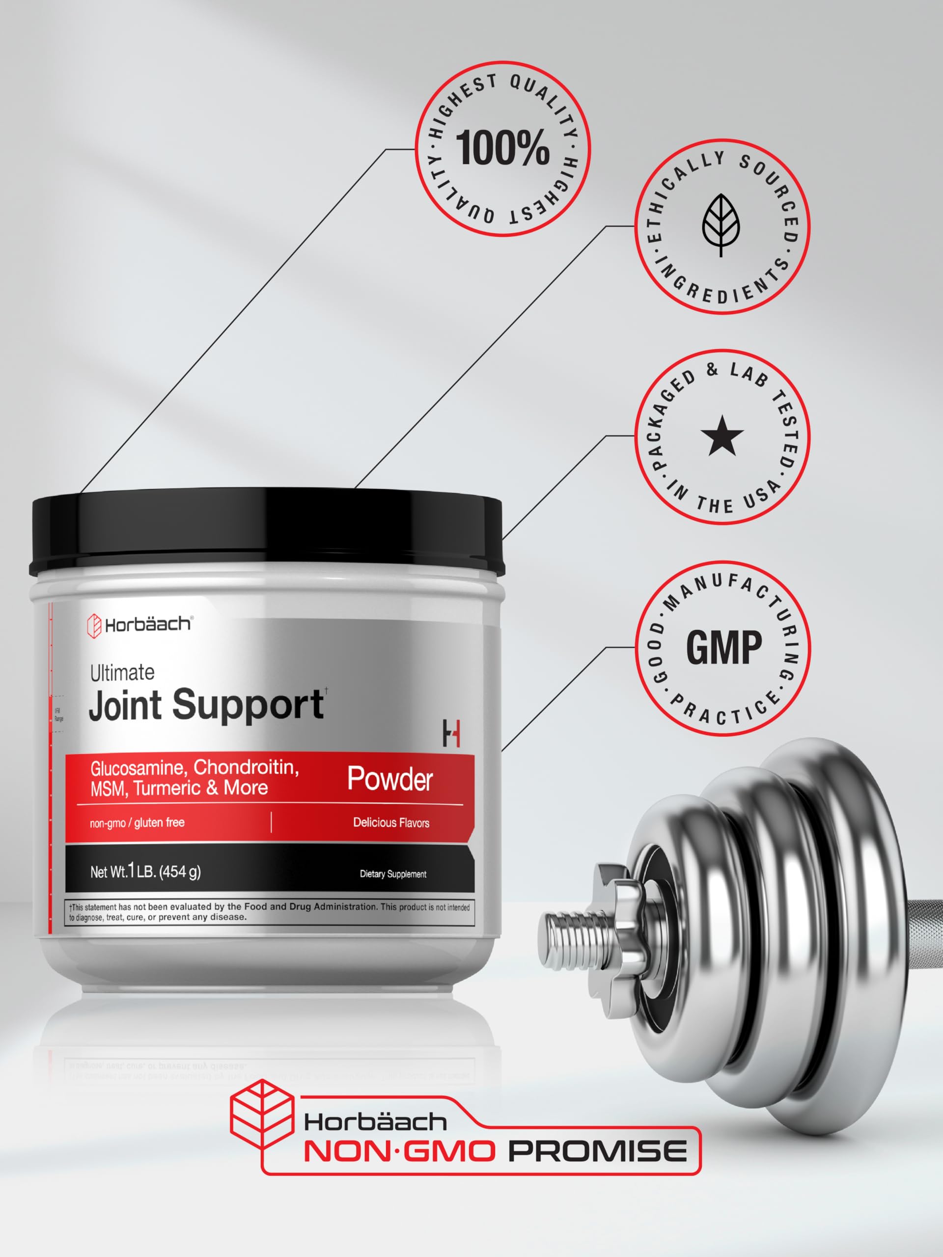 Horbaach Joint Support Supplement Powder | 1 lb | Glucosamine, Chondroitin, MSM & Turmeric | for Men and Women | Non-GMO & Gluten Free - Image 6
