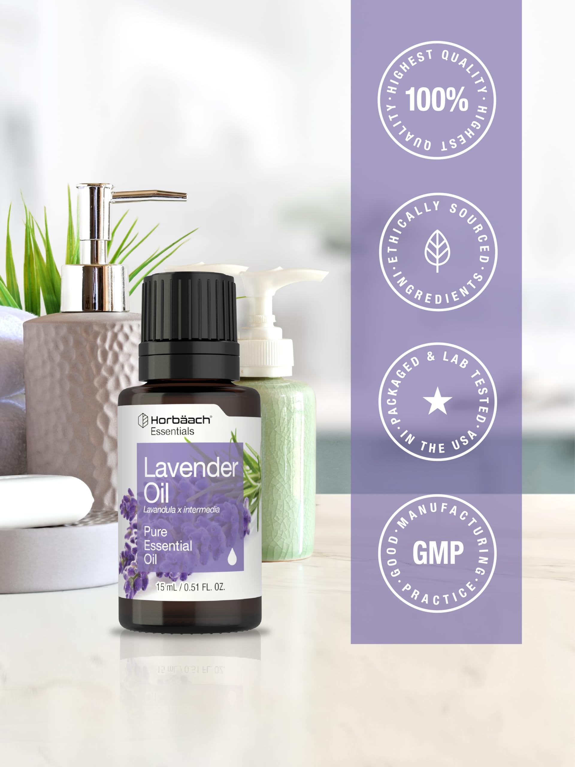 Horbaach Lavender Essential Oil Pure | .51 fl oz | for Skin, Hair, Diffuser, Bath, Aromatheraphy, Soap and Candles - Image 6