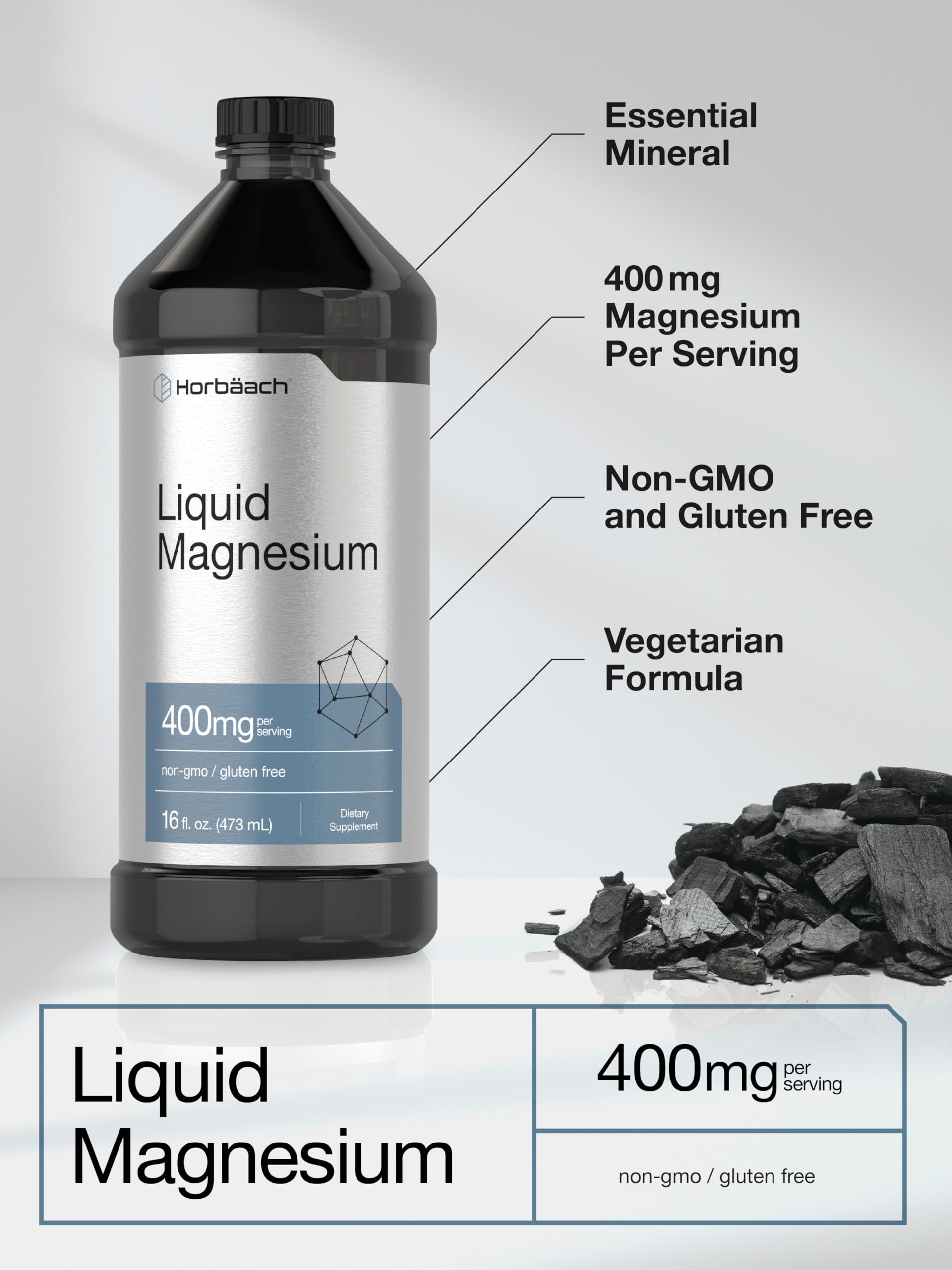 Horbaach Liquid Magnesium 16 fl oz | Vital Trace Minerals Complex | with Sulfate, Lithium, and Boron | Vegetarian, Non-GMO & Gluten Free Supplement - Image 4