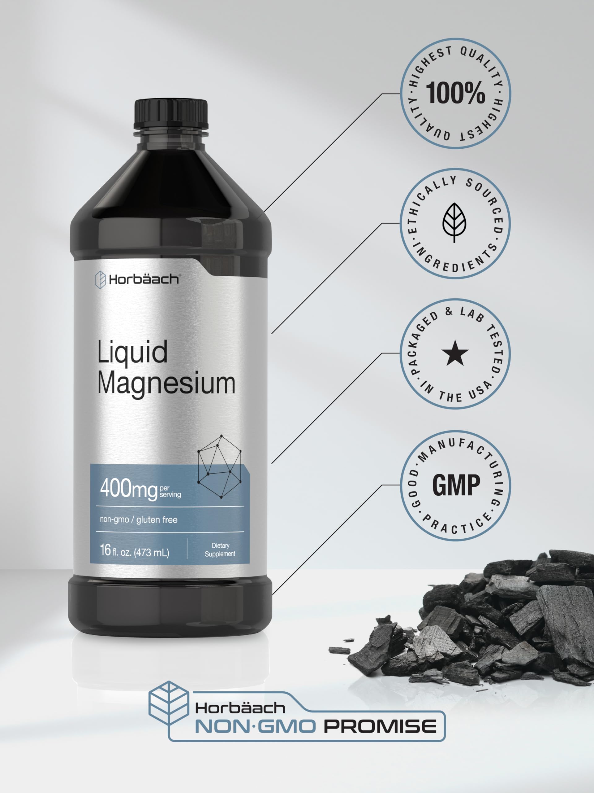 Horbaach Liquid Magnesium 16 fl oz | Vital Trace Minerals Complex | with Sulfate, Lithium, and Boron | Vegetarian, Non-GMO & Gluten Free Supplement - Image 6