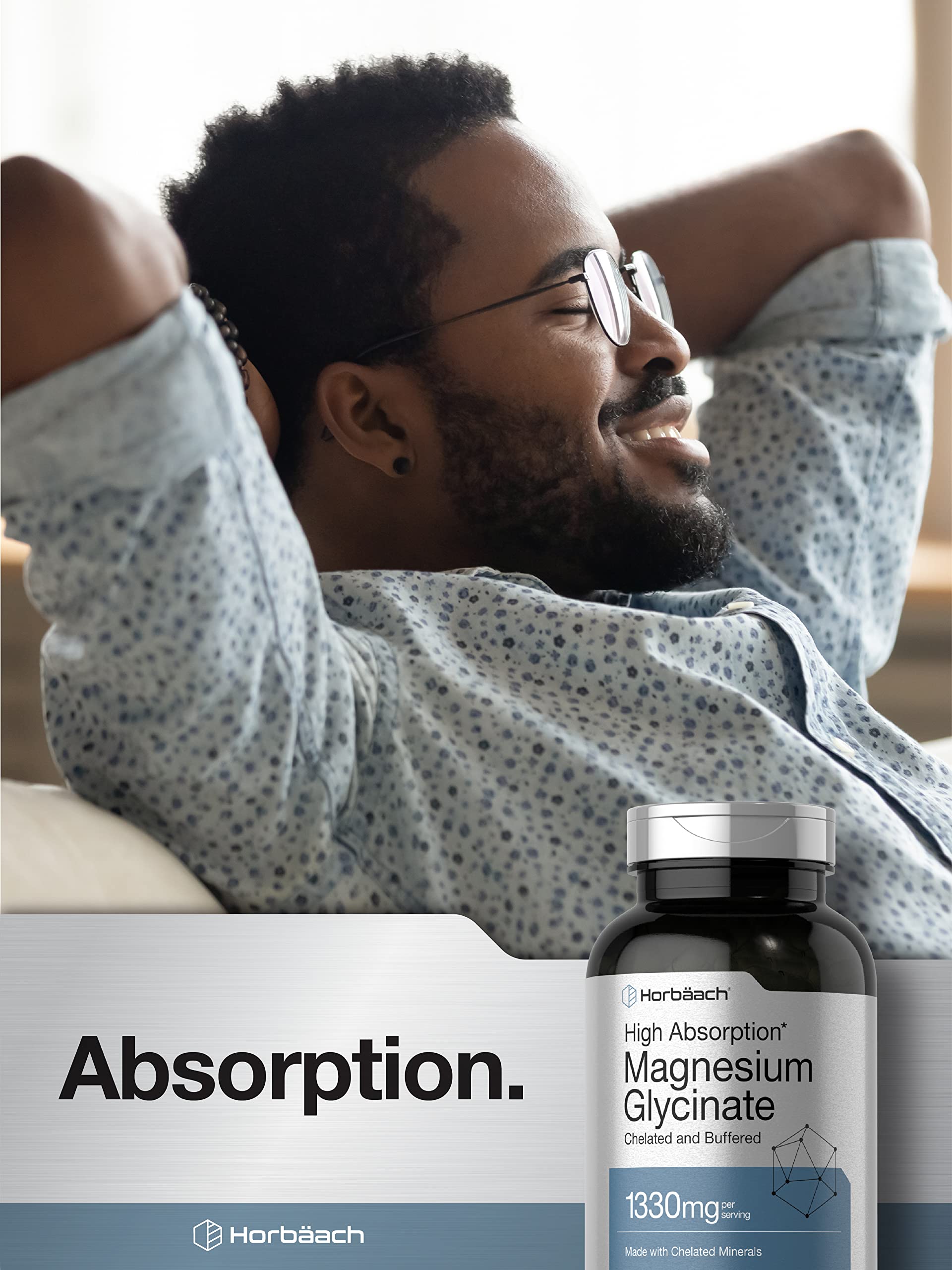 Horbaach Magnesium Glycinate 1330mg | 250 Capsules | Buffered with Chelated Minerals | 240 mg per Serving | Non-GMO, Gluten Free Supplement - Image 6