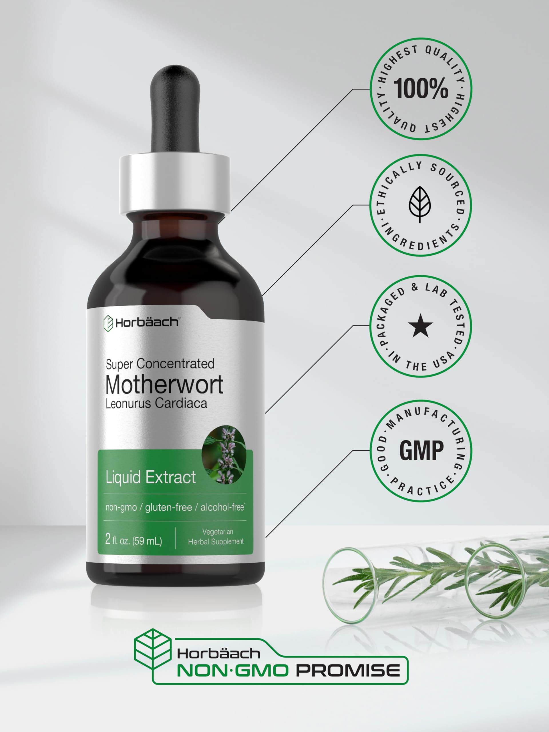 Horbaach Motherwort Herb Extract Tincture | 2 oz | Low Alcohol Liquid | Vegetarian | Leonurus Cardiaca | Non-GMO, Gluten Free - Image 6