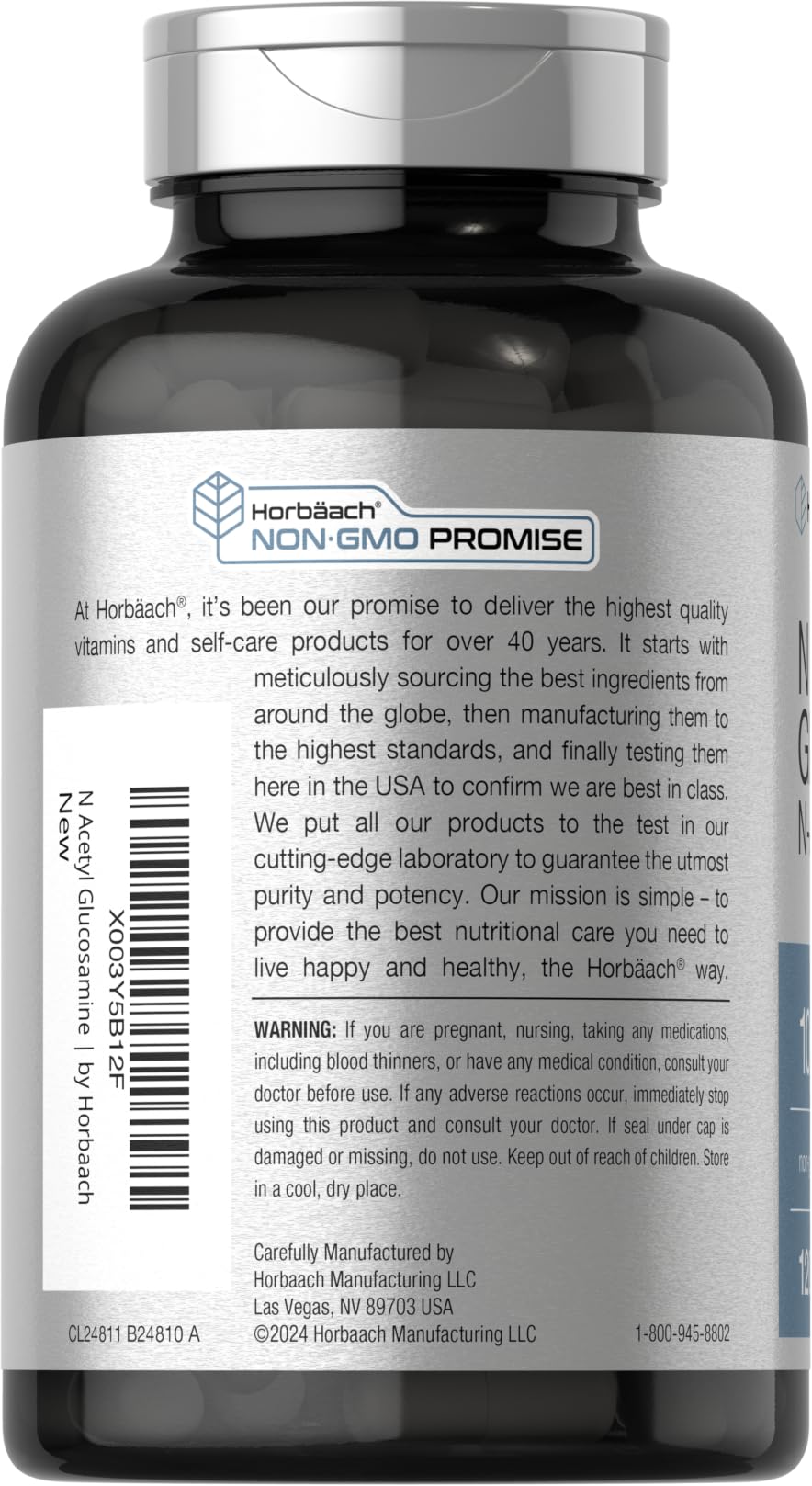 Horbaach N-Acetyl Glucosamine 1000 mg | 120 Capsules | N-A-G Supplement Pills | Non-GMO & Gluten Free - Image 3