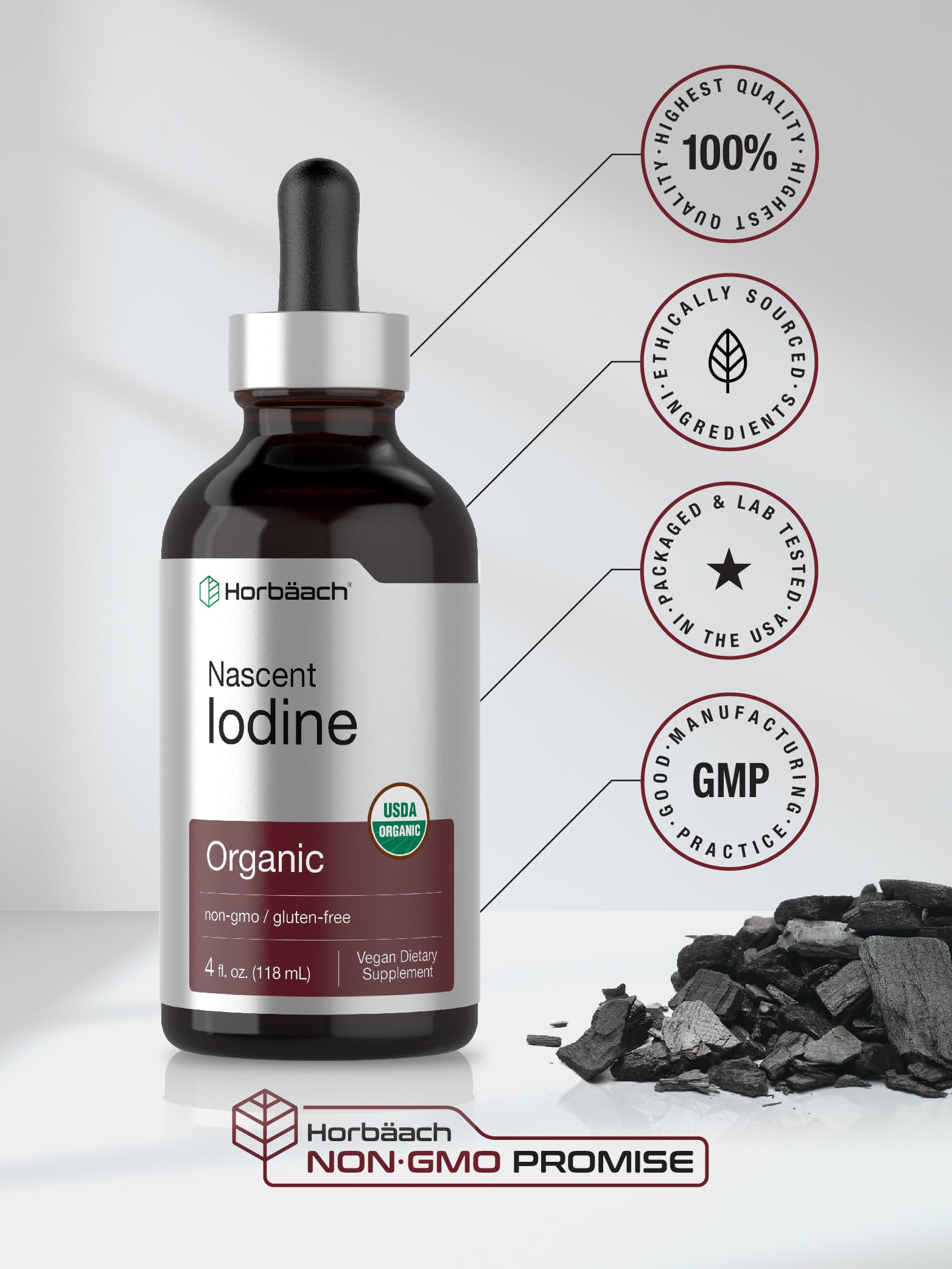 Horbaach Nascent Iodine Drops | 4 Fl Oz | Organic Liquid Tincture Supplement | as Potassium Iodide | Vegan, Non-GMO, and Gluten Free - Image 6