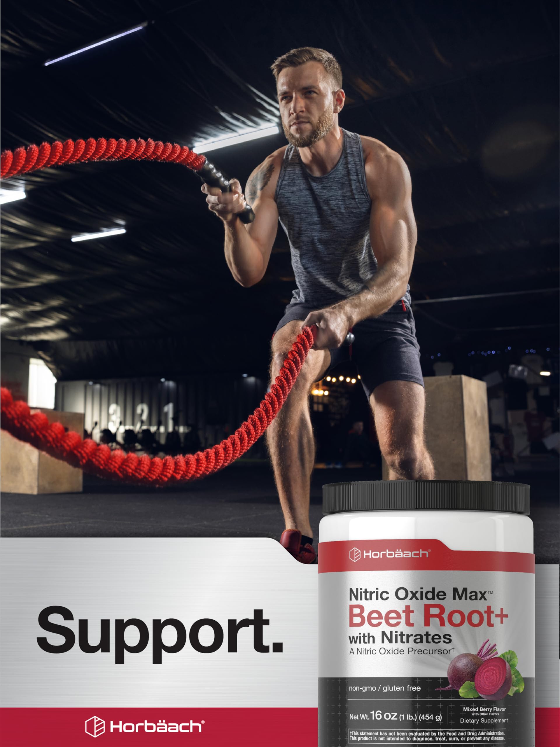 Horbaach Nitric Oxide Powder | 16 oz | Supplement for Men & Women | with Beet Root & Nitrates | Mixed Berry Flavor | Vegan, Non-GMO & Gluten Free - Image 6