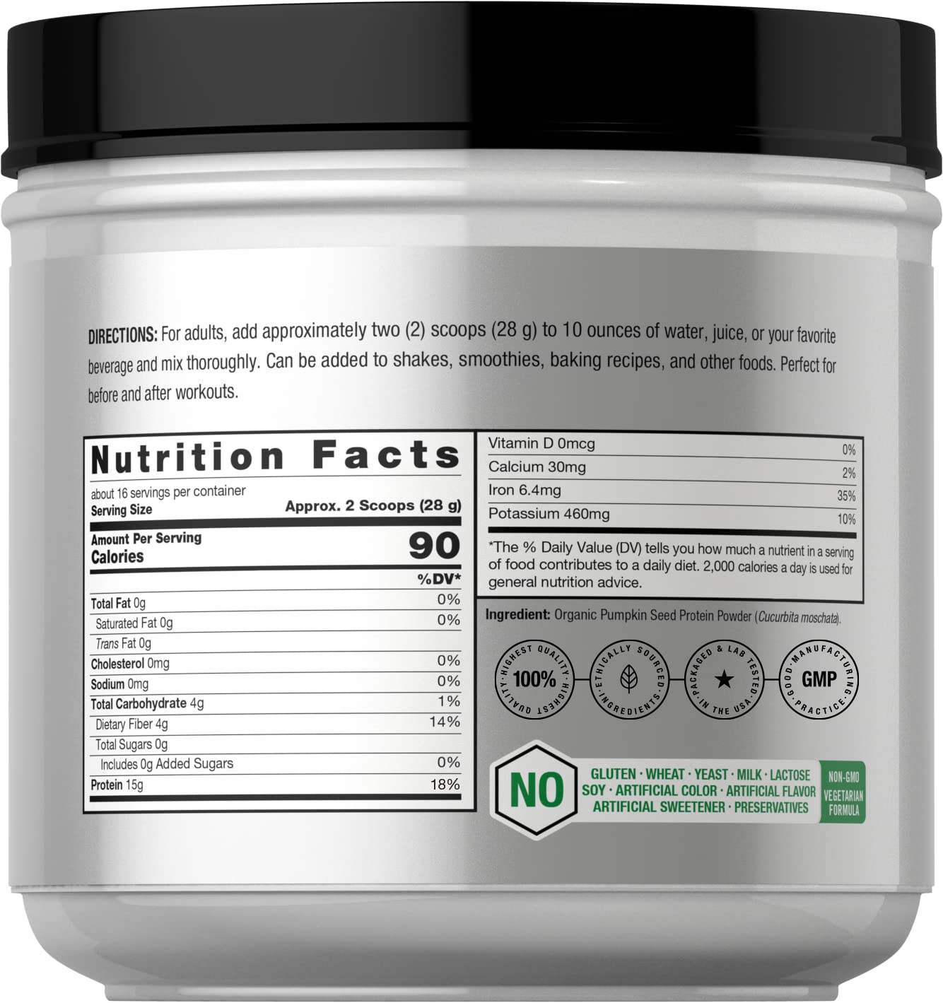 Horbaach Organic Pumpkin Seed Protein Powder | Unflavored | Plant-Based for Smoothies and Baking | Keto, Paleo, Non-GMO & Gluten Free | 16 Ounce (15g Per Serving) - Image 2
