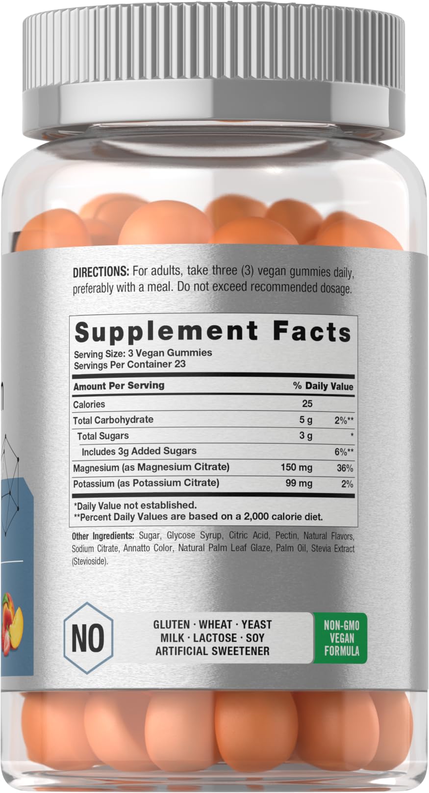 Horbaach Potassium Magnesium Gummies | Peach Strawberry Flavor | 70 Chewable Gummy | Vegan, Non-GMO, and Gluten Free Supplement - Image 2