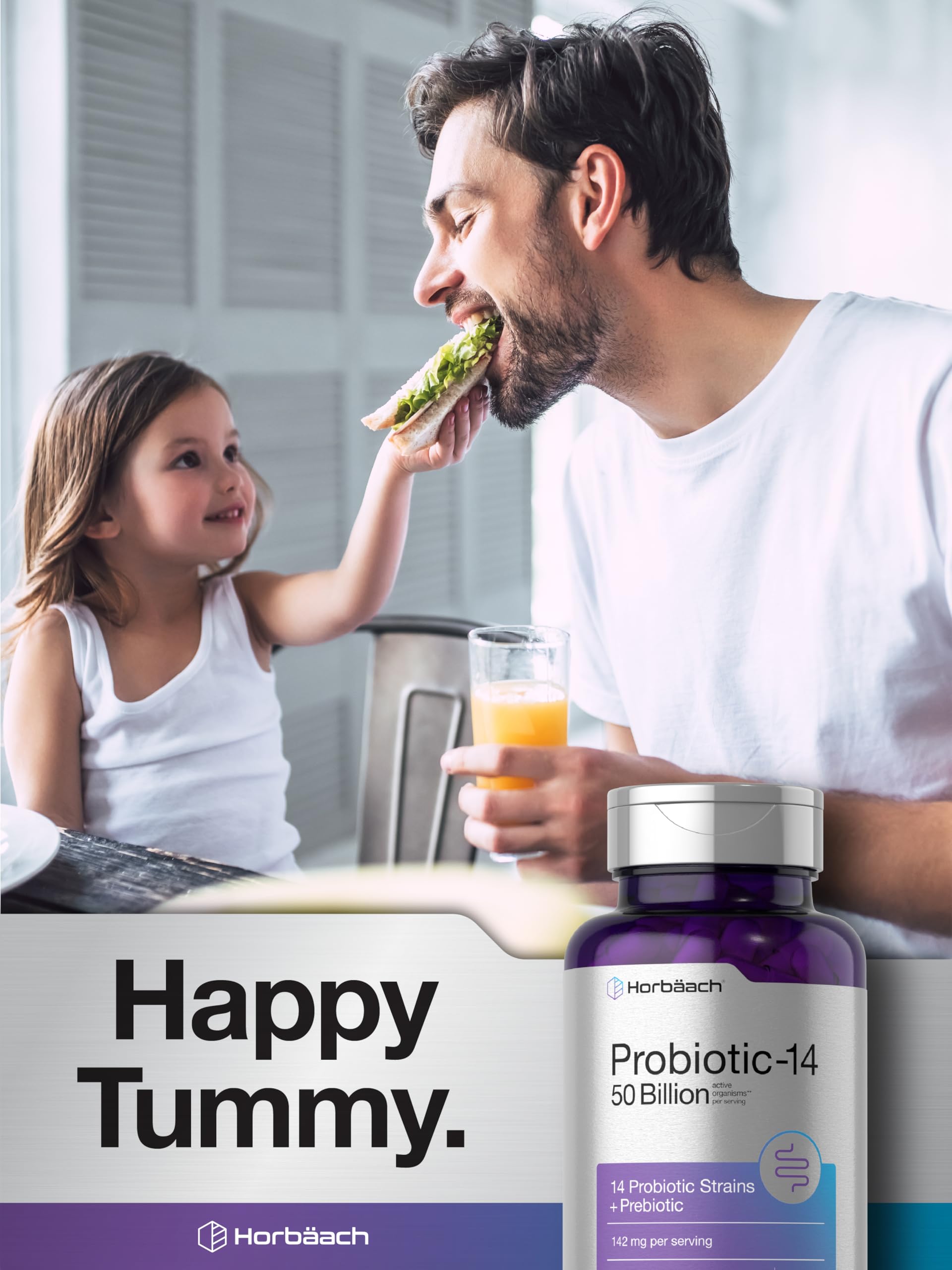 Horbaach Probiotics for Women and Men | 60 Capsules | 14 Probiotic Strains with Prebiotic | 50 Billion Active Organisms | Non-GMO & Gluten Free Supplement - Image 6