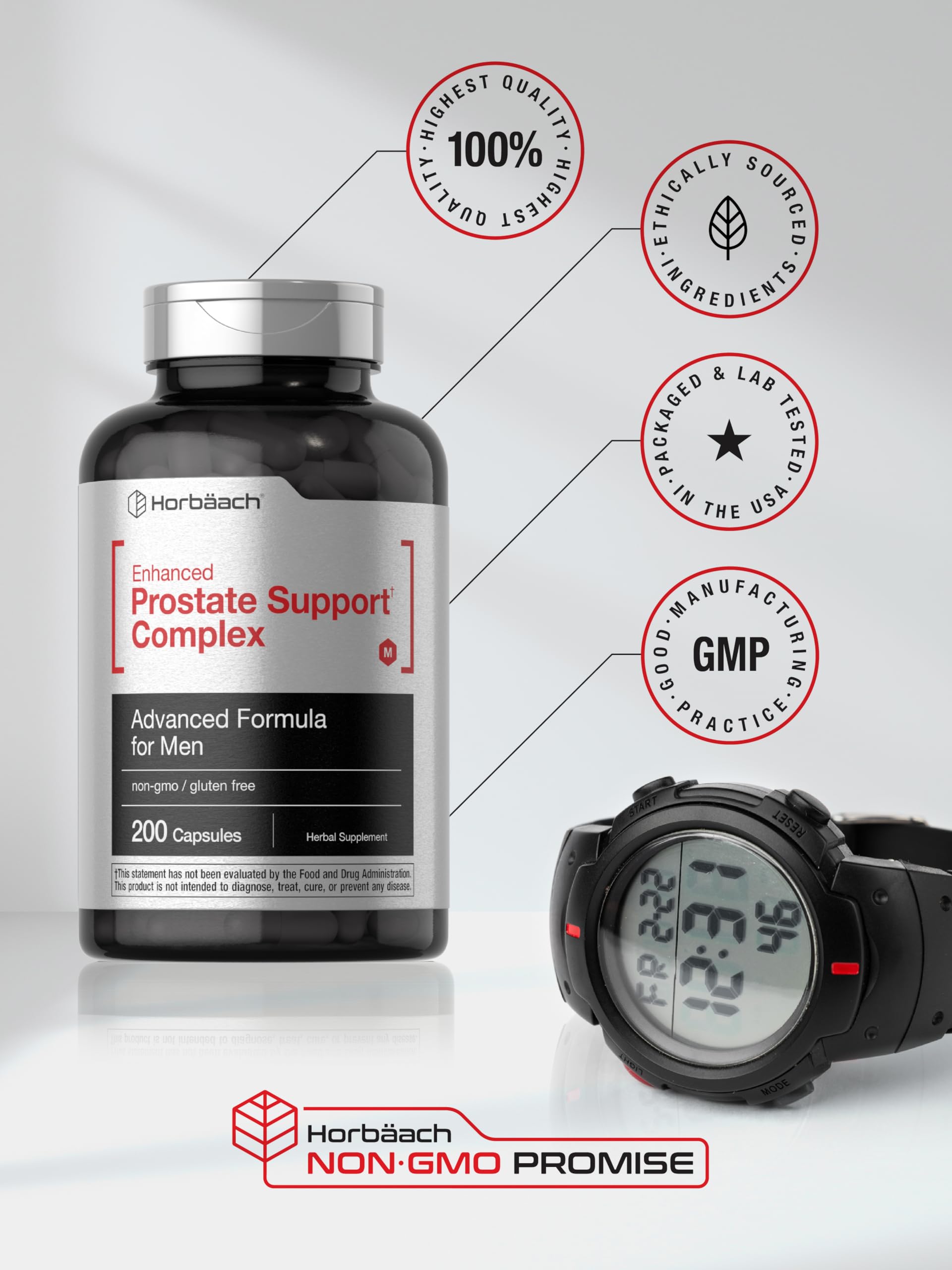 Horbaach Prostate Supplement for Men | 200 Capsules | Advanced Complex with Saw Palmetto, Pygeum, Stinging Nettle | Non-GMO and Gluten Free - Image 6