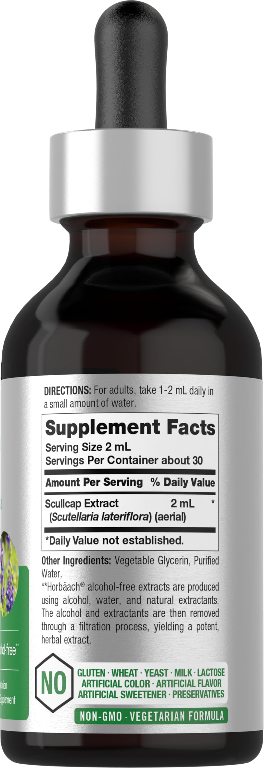 Horbaach Scullcap Herb Tincture | 2 fl oz | Liquid Extract Drops | Scutellaria Lateriflora | Alcohol Free, Vegetarian | Super Concentrated Supplement | Non-GMO & Gluten Free - Image 2