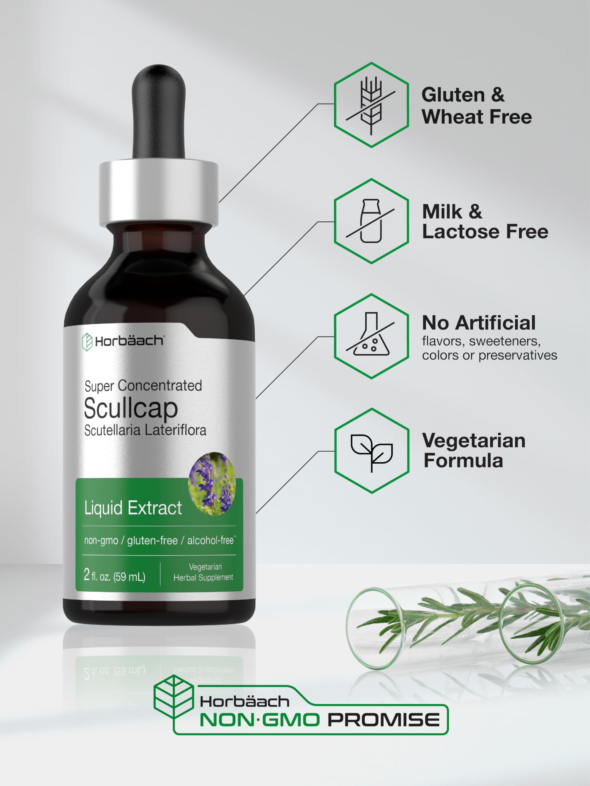 Horbaach Scullcap Herb Tincture | 2 fl oz | Liquid Extract Drops | Scutellaria Lateriflora | Alcohol Free, Vegetarian | Super Concentrated Supplement | Non-GMO & Gluten Free - Image 5