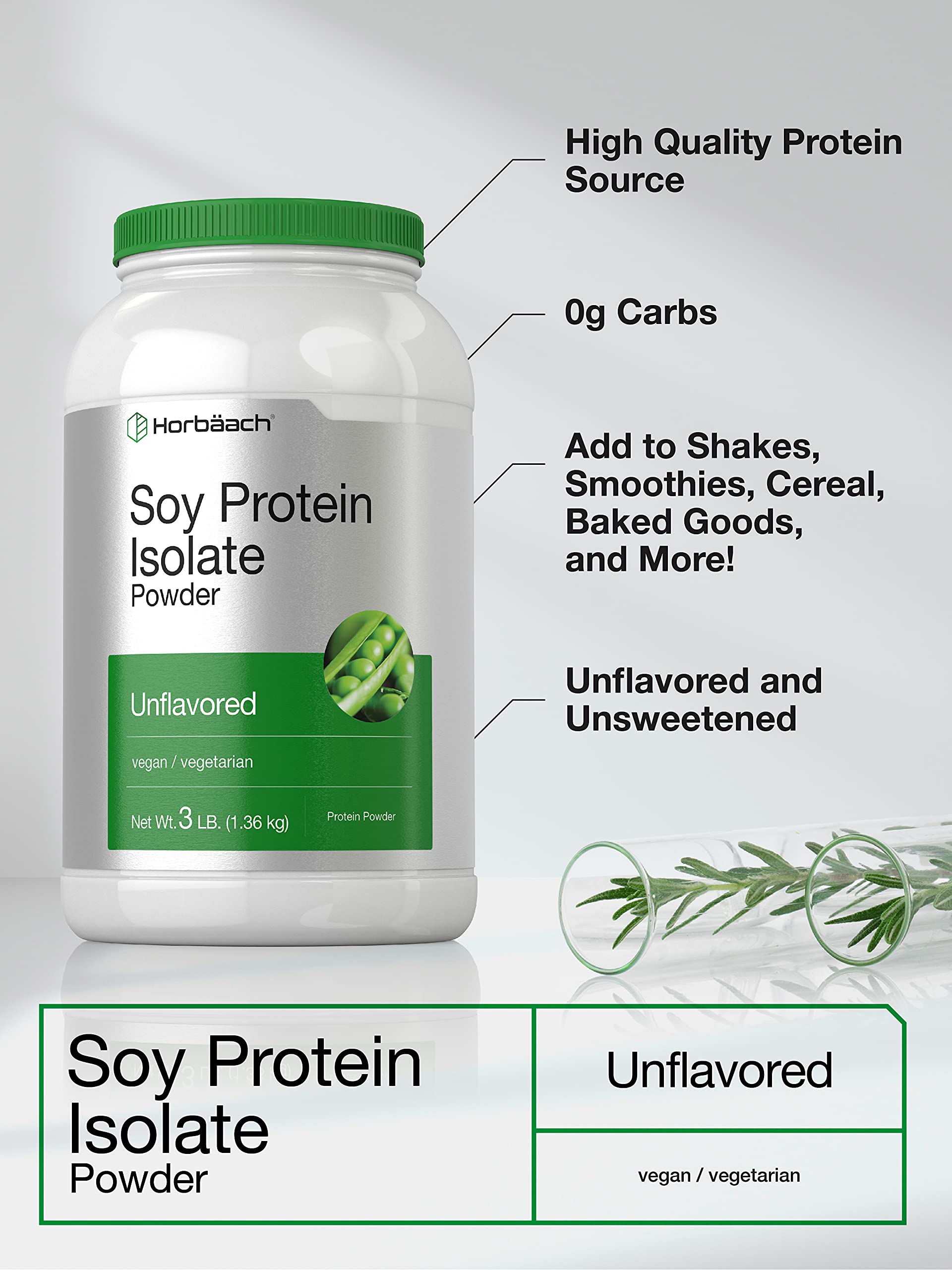 Horbaach Soy Protein Isolate Powder | Vegan & Unflavored | for Smoothies, Shakes, Baking, and Cooking | 3 lb | Vegetarian, Non-GMO, Gluten Free - Image 3