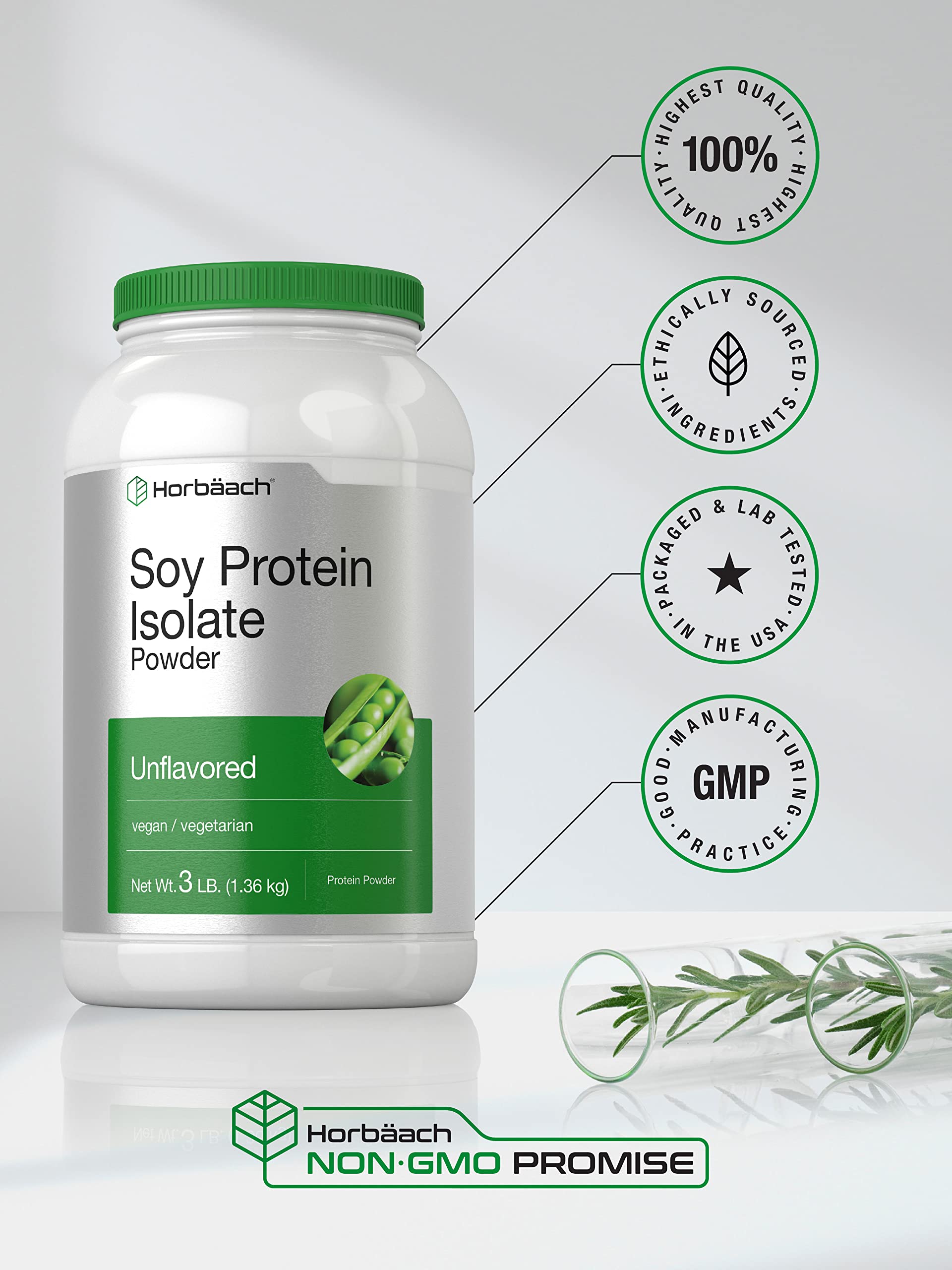 Horbaach Soy Protein Isolate Powder | Vegan & Unflavored | for Smoothies, Shakes, Baking, and Cooking | 3 lb | Vegetarian, Non-GMO, Gluten Free - Image 5