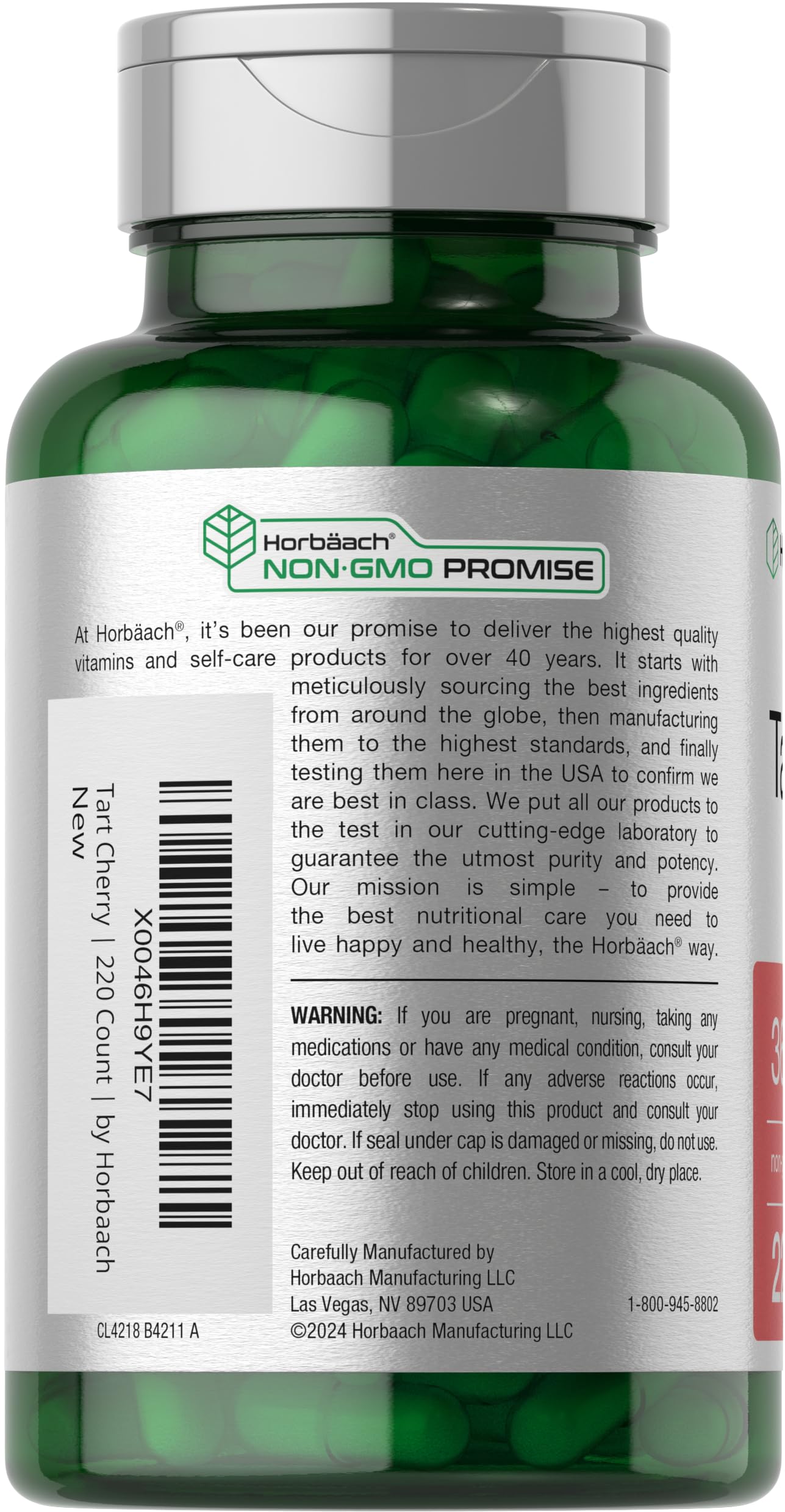 Horbaach Tart Cherry Extract | 220 Capsules | Non-GMO & Gluten Free Traditional Herb Supplement - Image 3
