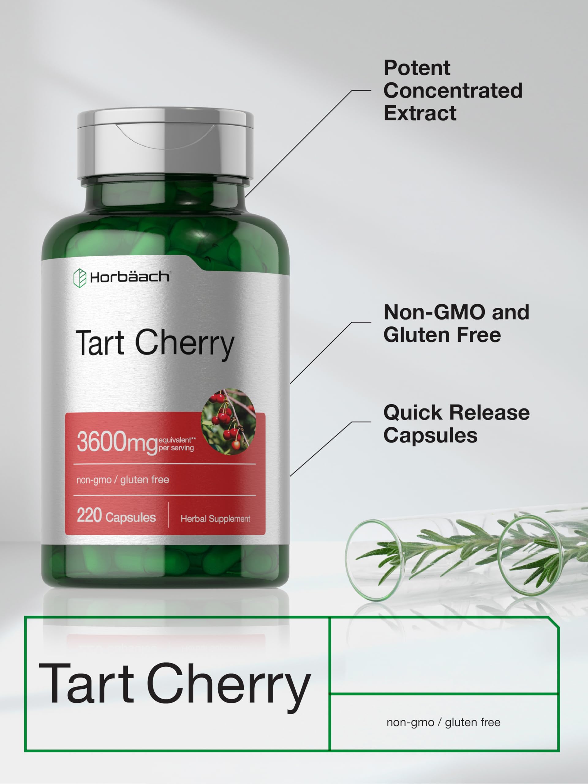 Horbaach Tart Cherry Extract | 220 Capsules | Non-GMO & Gluten Free Traditional Herb Supplement - Image 4