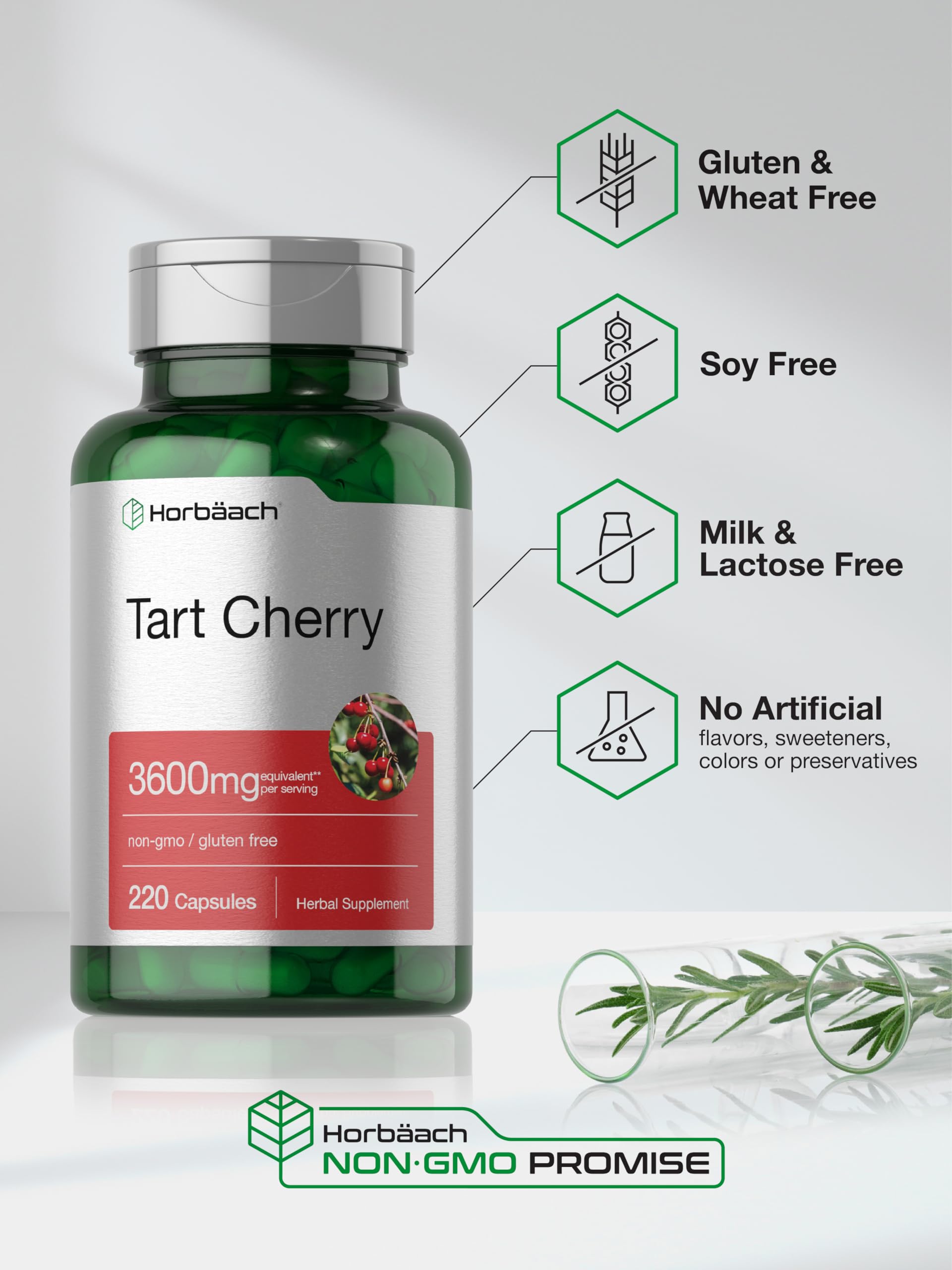 Horbaach Tart Cherry Extract | 220 Capsules | Non-GMO & Gluten Free Traditional Herb Supplement - Image 5