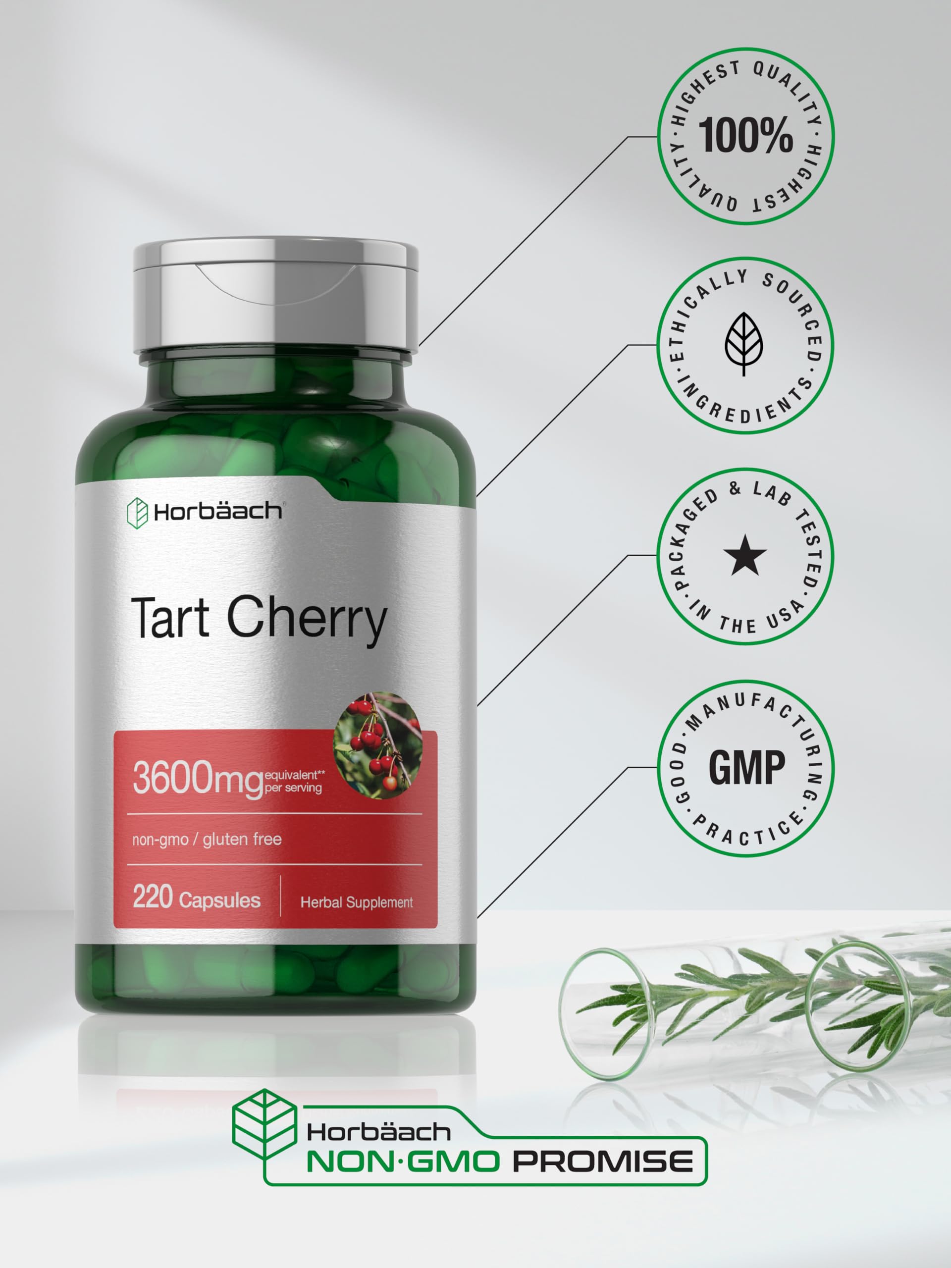 Horbaach Tart Cherry Extract | 220 Capsules | Non-GMO & Gluten Free Traditional Herb Supplement - Image 6