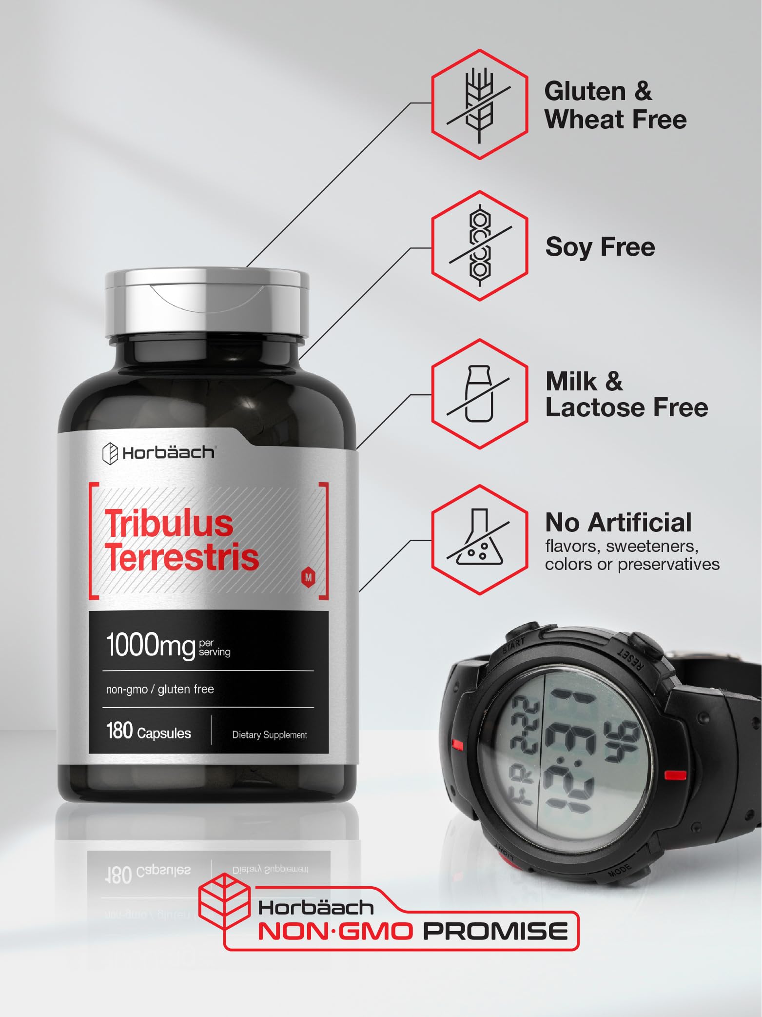 Horbaach Tribulus Terrestris for Men | 1000mg | 180 Capsules | Extract Supplement | Non-GMO and Gluten Free - Image 4