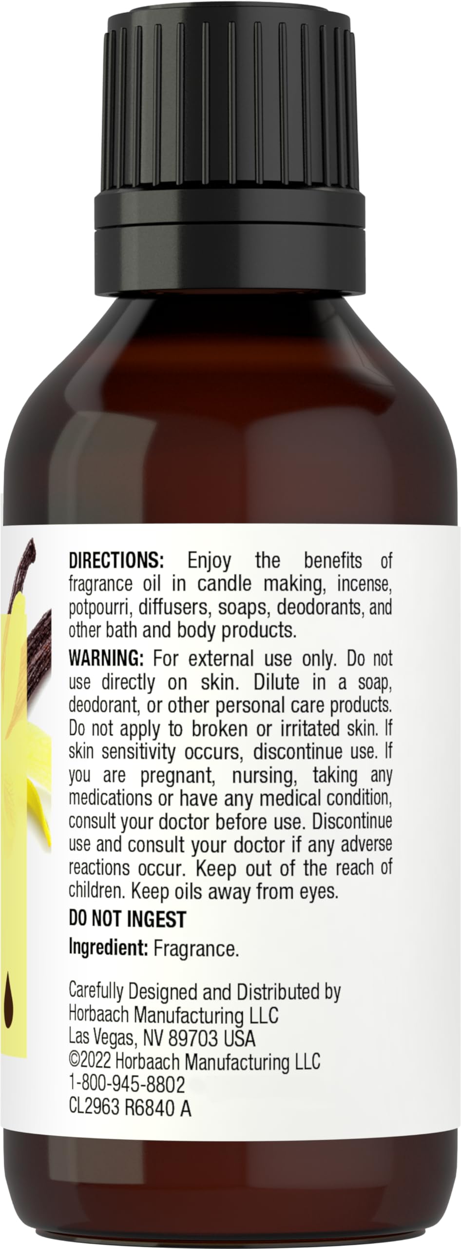 Horbaach Vanilla Fragrance Oil | 1 fl oz | for Candle, Perfume, Soap Making, Diffusers, and Aromatherapy - Image 2