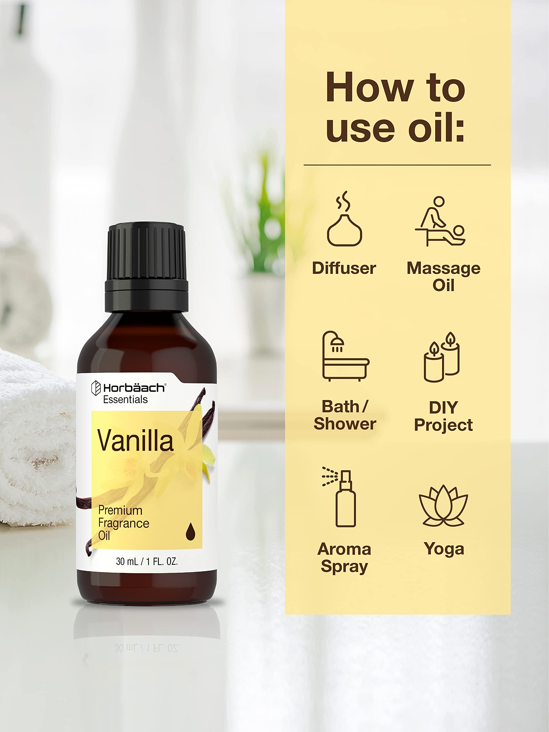Horbaach Vanilla Fragrance Oil | 1 fl oz | for Candle, Perfume, Soap Making, Diffusers, and Aromatherapy - Image 3
