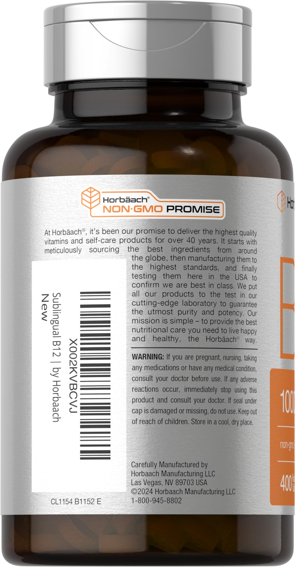 Horbaach Vitamin B12 1000 mcg Sublingual | 400 Fast Dissolve Tablets | Methylcobalamin Supplement for Women and Men | Berry Flavor | Vegan, Non-GMO, and Gluten Free - Image 3